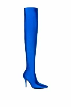 AZALEA WANG STAR STRETCH THIGH HIGH STILETTO BOOT IN BLUE -AZALEA WANG SHOP azalea wang star stretch thigh high stiletto boot in blue blue 3 3 c1