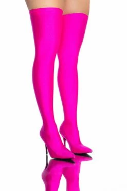 AZALEA WANG STAR STRETCH THIGH HIGH STILETTO BOOT IN FUCHSIA -AZALEA WANG SHOP azalea wang star stretch thigh high stiletto boot in fuchsia fuchsia 5 5 c1
