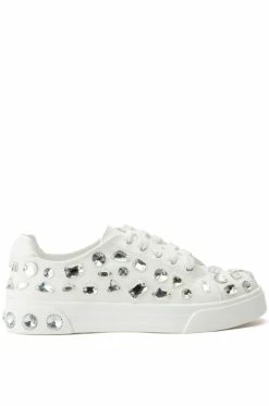AZALEA WANG SHOP -AZALEA WANG SHOP azalea wang starlight rhinestone flat sneaker in white white 2 2