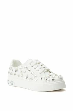 AZALEA WANG STARLIGHT RHINESTONE FLAT SNEAKER IN WHITE 8 AZALEA WANG STARLIGHT RHINESTONE FLAT SNEAKER IN WHITE -AZALEA WANG SHOP azalea wang starlight rhinestone flat sneaker in white white 3 3