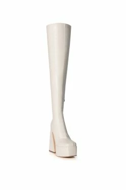 AZALEA WANG STRUT THIS WAY THIGH HIGH PLATFORM BOOT IN WHITE -AZALEA WANG SHOP azalea wang strut this way thigh high platform boot in white white 3 3