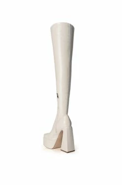 AZALEA WANG STRUT THIS WAY THIGH HIGH PLATFORM BOOT IN WHITE -AZALEA WANG SHOP azalea wang strut this way thigh high platform boot in white white 4 4