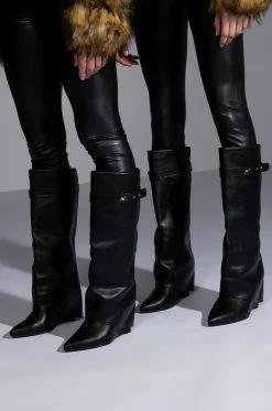 AZALEA WANG STUCK ON YOU WEDGE BOOT IN BLACK -AZALEA WANG SHOP azalea wang stuck on you wedge boot in black black 2 2 c1 c1 c1