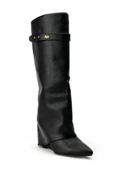 AZALEA WANG STUCK ON YOU WEDGE BOOT IN BLACK -AZALEA WANG SHOP azalea wang stuck on you wedge boot in black black 3 3 c1 c1