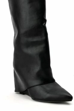 AZALEA WANG STUCK ON YOU WEDGE BOOT IN BLACK -AZALEA WANG SHOP azalea wang stuck on you wedge boot in black black 5 5 c1 c1