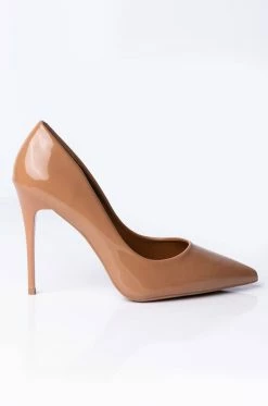 AZALEA WANG TAKE ME OUT STILETTO PUMP IN DARK NUDE