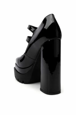 AZALEA WANG TATE PATENT CHUNKY PUMP -AZALEA WANG SHOP azalea wang tate patent chunky pump black 4 4 c1