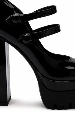 AZALEA WANG TATE PATENT CHUNKY PUMP -AZALEA WANG SHOP azalea wang tate patent chunky pump black 5 5 c1