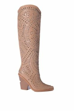 AZALEA WANG TEXAS EMBELLISHED WESTERN BOOT IN NUDE -AZALEA WANG SHOP azalea wang texas embellished western boot in nude beige 2 2 c1