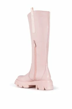 AZALEA WANG THERE SHE GOES FLATFORM BOOT IN PINK -AZALEA WANG SHOP azalea wang there she goes flatform boot in pink pink 4 4