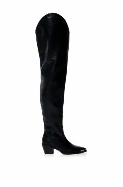 AZALEA WANG THIGH HIGH WESTERN BOOT IN BLACK -AZALEA WANG SHOP azalea wang thigh high western boot in black black 2 2