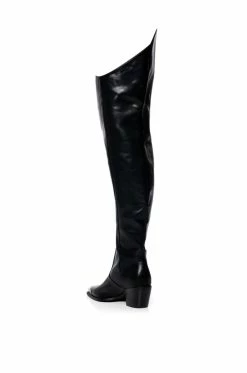 AZALEA WANG THIGH HIGH WESTERN BOOT IN BLACK -AZALEA WANG SHOP azalea wang thigh high western boot in black black 4 4