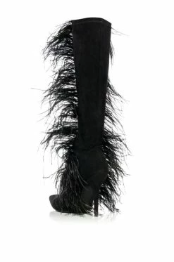 AZALEA WANG TORNADO FEATHER KNEE HIGH BOOT -AZALEA WANG SHOP azalea wang tornado feather knee high boot black 4 4