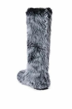 AZALEA WANG TUNDRA FURRY OVER THE KNEE BOOTS IN GRAY -AZALEA WANG SHOP azalea wang tundra furry over the knee boots in gray grey 4 4
