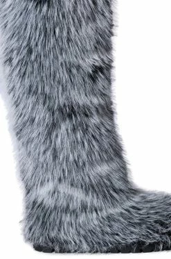 AZALEA WANG TUNDRA FURRY OVER THE KNEE BOOTS IN GRAY -AZALEA WANG SHOP azalea wang tundra furry over the knee boots in gray grey 5 5