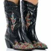 AZALEA WANG VINNY EMBELLISHED WESTERN BOOTIE -AZALEA WANG SHOP azalea wang vinny embellished western bootie black 1 1
