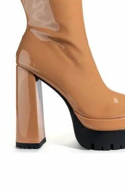 AZALEA WANG VIPER BOOTIE IN TAN -AZALEA WANG SHOP azalea wang viper bootie in tan tan 5 5