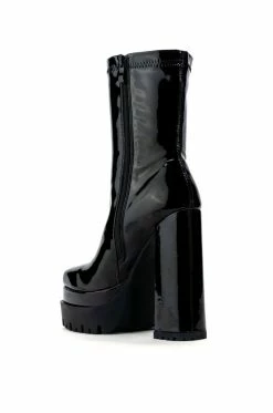 AZALEA WANG VIPER PATENT BOOTIE IN BLACK -AZALEA WANG SHOP azalea wang viper patent bootie in black black 4 4