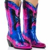 AZALEA WANG WAY METALLIC BOOT IN BLUE -AZALEA WANG SHOP azalea wang way metallic boot in blue blue 1 1