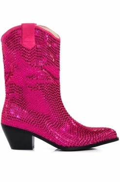 AZALEA WANG WELLINGTON EMBELLISHED WESTERN BOOTIE IN FUCHSIA -AZALEA WANG SHOP azalea wang wellington embellished western bootie in fuchsia fuchsia 2 2