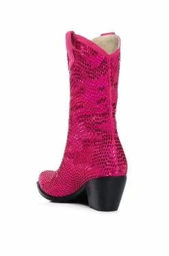 AZALEA WANG WELLINGTON EMBELLISHED WESTERN BOOTIE IN FUCHSIA -AZALEA WANG SHOP azalea wang wellington embellished western bootie in fuchsia fuchsia 4 4