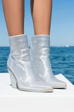 AZALEA WANG WHY SO SERIOUS CHUNKY WESTERN BOOTIE IN SILVER -AZALEA WANG SHOP azalea wang why so serious chunky western bootie in silver silver 1 1 c1