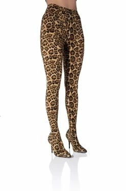 AZALEA WANG WILD SIDE LEOPARD PRINT PANT BOOTS