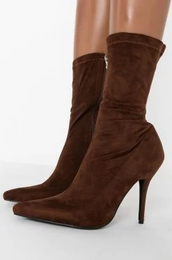 AZALEA WANG YOURE IN THE MOOD FOR A DANCE BOOTIE IN BROWN -AZALEA WANG SHOP azalea wang youre in the mood for a dance bootie in brown brown 5 5