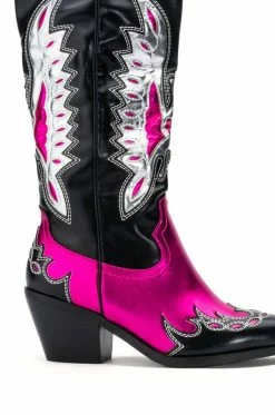 AZALEA WANG THE IT GIRL COWBOY BOOT IN PINK -AZALEA WANG SHOP azalea wang zaina wedge boot in pink pink 5 5