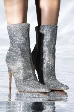 BALLER SILVER GLITTER BOOTIE -AZALEA WANG SHOP baller silver glitter bootie silver 1 1 c1
