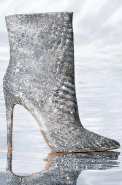 BALLER SILVER GLITTER BOOTIE -AZALEA WANG SHOP baller silver glitter bootie silver 4 4 c1