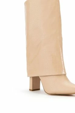 BALTINA CROC TAN FOLD OVER BOOT -AZALEA WANG SHOP baltina croc tan fold over boot tan 5 5