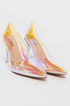 CAPE ROBBIN HOLOGRAPHIC PVC STILETTO PUMP -AZALEA WANG SHOP cape robbin holographic pvc stiletto pump ice 4 4