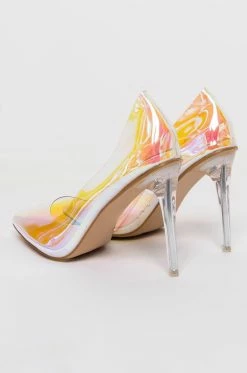 CAPE ROBBIN HOLOGRAPHIC PVC STILETTO PUMP -AZALEA WANG SHOP cape robbin holographic pvc stiletto pump ice 5 5