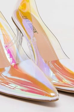 CAPE ROBBIN HOLOGRAPHIC PVC STILETTO PUMP -AZALEA WANG SHOP cape robbin holographic pvc stiletto pump ice 6 6
