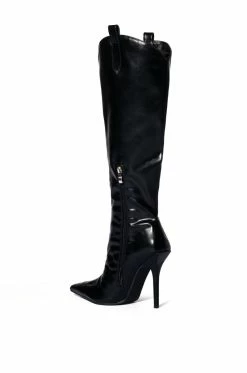 CUTE GENES WESTERN STILETTO BOOT -AZALEA WANG SHOP cute genes western stiletto boot black 4 4