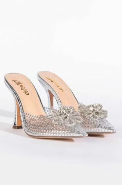 DIVINNY EMBELLISHED PUMP IN SILVER -AZALEA WANG SHOP divinny embellished pump in silver silver 4 4