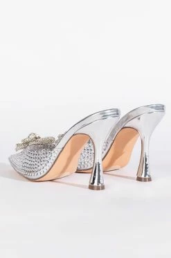 DIVINNY EMBELLISHED PUMP IN SILVER -AZALEA WANG SHOP divinny embellished pump in silver silver 5 5