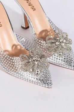 DIVINNY EMBELLISHED PUMP IN SILVER -AZALEA WANG SHOP divinny embellished pump in silver silver 6 6