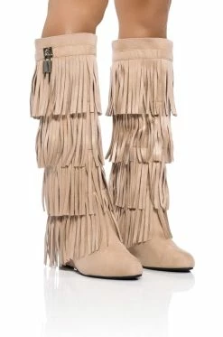 DIXIE FRINGE WEDGE BOOT IN KHAKI