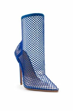 FEELIN GOOD RHINESTONE MESH BOOTIE IN BLUE -AZALEA WANG SHOP feelin good rhinestone mesh bootie in blue blue 3 3