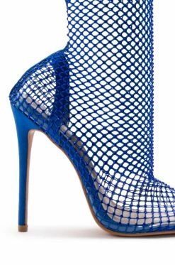FEELIN GOOD RHINESTONE MESH BOOTIE IN BLUE -AZALEA WANG SHOP feelin good rhinestone mesh bootie in blue blue 5 5