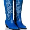 GENUINE LEATHER IGGY METALLIC WESTERN STYLE BELOW THE KNEE BOOT IN BLUE -AZALEA WANG SHOP iggy metallic western style below the knee boot in blue blue 1 1