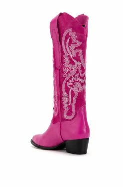 GENUINE LEATHER IGGY METALLIC WESTERN STYLE BELOW THE KNEE BOOT IN FUCHSIA -AZALEA WANG SHOP iggy metallic western style below the knee boot in fuchsia fuchsia 4 4