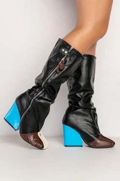 ITS A LOOK MULTI COLORED CHUNKY BOOT -AZALEA WANG SHOP its a look multi colored chunky boot multi 4 4