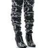 KELSEY OVER THE KNEE WESTERN BOOT IN BLACK WHITE -AZALEA WANG SHOP kelsey over the knee western boot in black white black 1 1