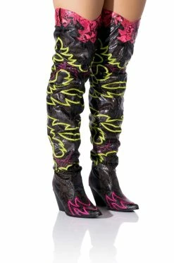 KELSEY OVER THE KNEE WESTERN BOOT IN BROWN MULTI