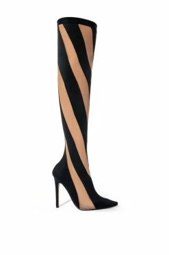 LILITH MESH THIGH HIGH BOOT IN BLACK -AZALEA WANG SHOP lilith mesh thigh high boot in black black 2 2 c1