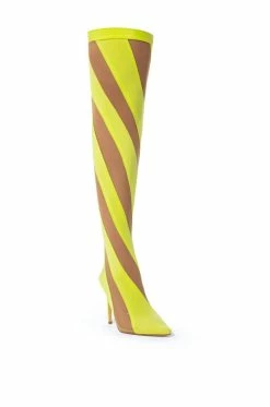 LILITH MESH THIGH HIGH BOOT IN LIME -AZALEA WANG SHOP lilith mesh thigh high boot in lime lime 3 3 c1