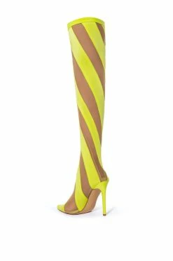 LILITH MESH THIGH HIGH BOOT IN LIME -AZALEA WANG SHOP lilith mesh thigh high boot in lime lime 4 4 c1